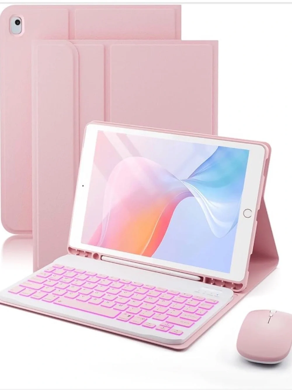 Tunkarmor Pink Wireless Keyboard Case with Mouse for Tablet for IPad 10th/11th